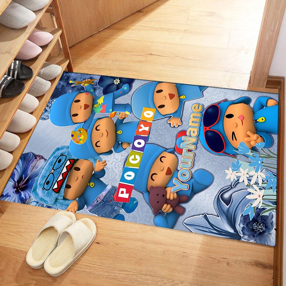 Pocoyo Personalized Name Floor Rug Office Rug Suitable for Dining Room Playrooms Kitchen Entryway Anti-slip Rug Anime Office Decor