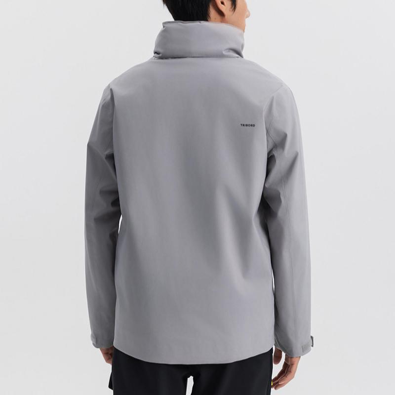 Decathlon TRIBORD SAILING 300 Однотонная дышащая водонепроницаемая ветрозащитная куртка на молнии мужская серебристо-серая