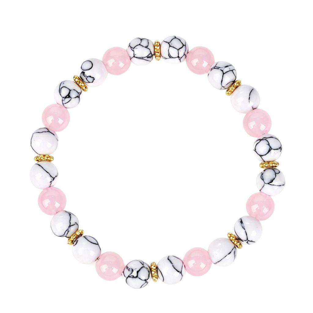 Europe and the United States popular new jewelry bracelet round bead stone bracelet white line pine crystal bracelet