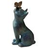 Garden Resin Cat Butterfly Curiosity Decoration Sculpture Figurines Lawn Garden Ornament for Patios Porch Outdoor Space