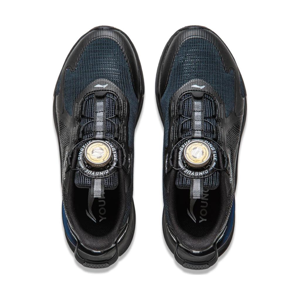 Li Ning Youth Qiang Yue V2 Удобная модная нескользящая амортизирующая износостойкая повседневная обувь Детская повседневная обувь черного цвета YKCU046-5