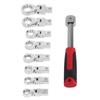 9Pcs Interchangeable Ratchet Wrench Chromium Vanadium Steel Box Wrench Set for Automotive