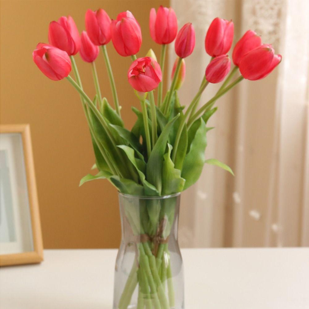 Real Touch Fake Flower 5 Heads Artificial Flower Realistic Tulips Bouquet