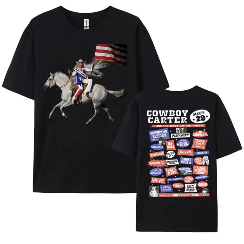 Бейонсе Cowboy Carter Новый Альбом Футболки Мужские Женские Винтажные Хлопковые С Коротким Рукавом Модная Одежда Уличная Одежда Футболки для Девочек...