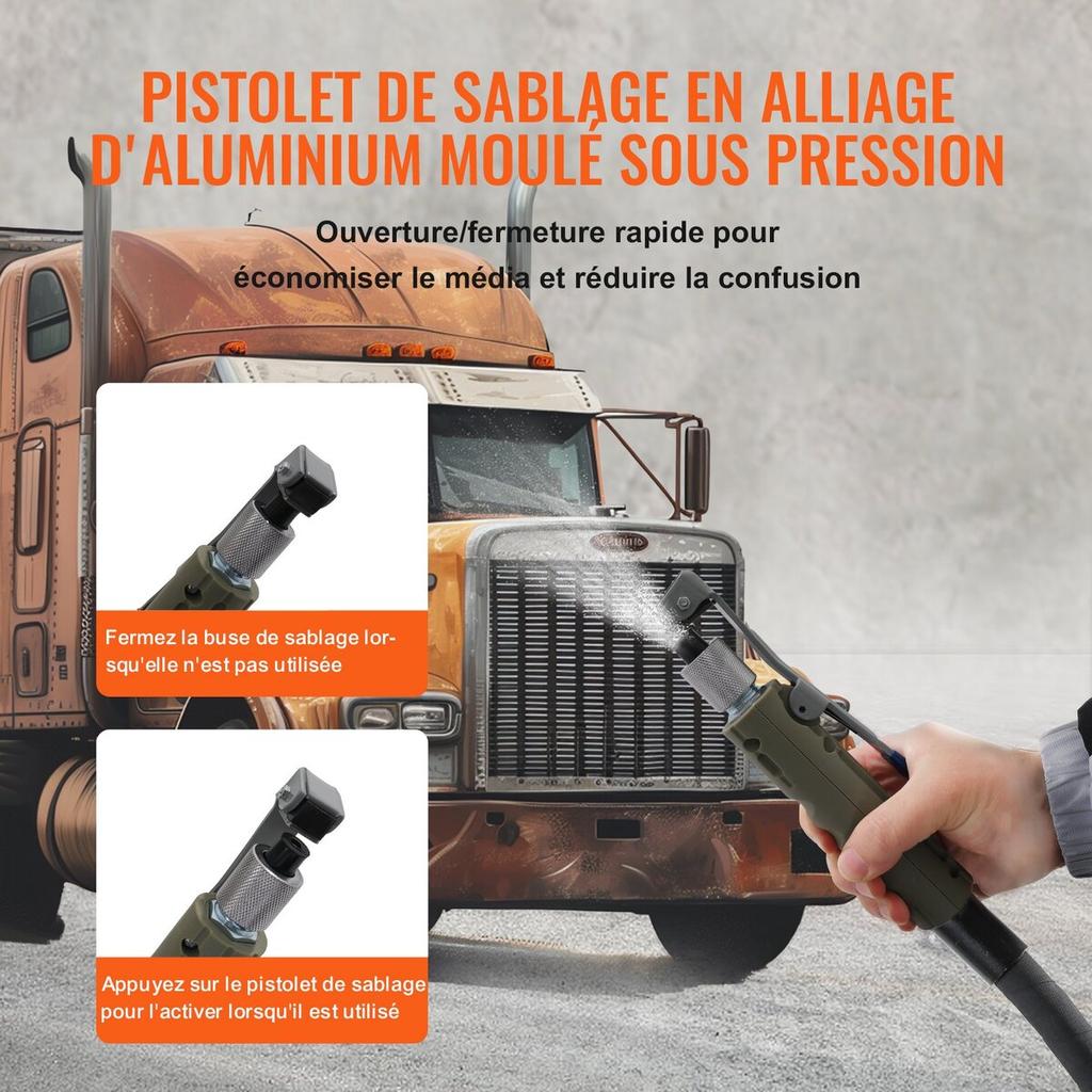 10 Gallon/38L Sandblaster Equipped with Nozzle Shut-Off Valve Pressure Gauge Ceramic Nozzle Rubber Wheels Grit Blasting Blast Sandblasting