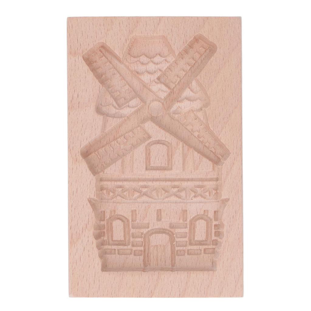 Wooden Cookie Mould Beechwood Reusable Washable Biscuit Press Stamp Mold for Kitchen Baking