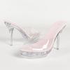 12CMSquare Toe Crystal Slippers, Transparent Chunky Heel Non-slip Slides, 2026 Sexy Wedding Car Model Nightclub ShoesLDF-19876-7