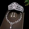 Серебряная свадебная корона, костюм-тройка, свадебная корона, тиара, ожерелье, серьги, корейское супер-фея свадебное платье с