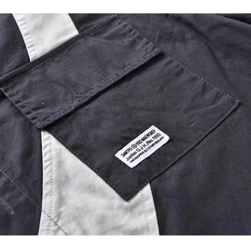 Летние модные мужские рубашки в японском стиле с коротким рукавом в стиле карго, уличная рубашка в стиле пэчворк, чистый хлопок, мягкие и удобные повседневные мужские топы