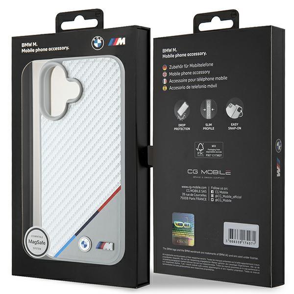 BMW BMHMP16S23PUDTS iPhone 16 6.1" gray/gray hardcase M Carbon Tricolor Line MagSafe