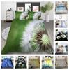 Постельное белье с 3D принтом одуванчика, односпальная двуспальная кровать, полноразмерная наволочка с растительным узором и пододеяльник 2 или 3, удобное украшение для дома