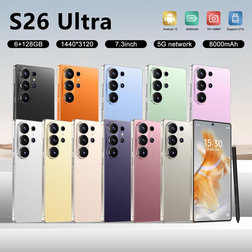 Смартфон S26 Ultra: HD, Большой экран, 6 ГБ + 128 ГБ, Android
