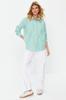 Women's Fashion New Shirt Green Striped Oversize Woven Shirt