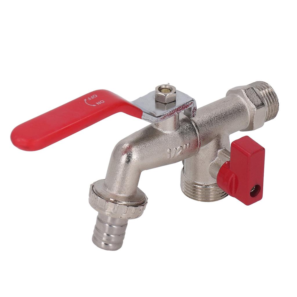 Double Valve Faucet 1 In 2 Out Washing Machine Hose Ball Valve Zinc Alloy Garden Accessories