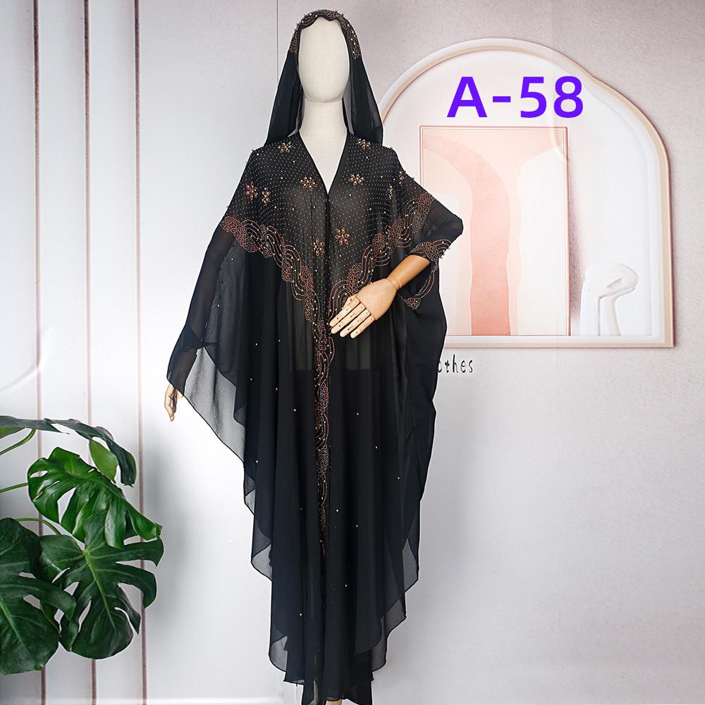 Womne Muslim Dress Embroidered Beads Abaya Dress Muslimah Hooded Robe Chiffon Kaftan Long Dress Middle East Africa Maxi Dress