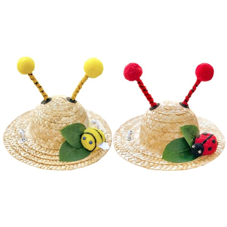Fashion Pet Woven Straw Hat Cats Beach Parties Straw Hat Dogs Costume Hat for Small Dog Puppy Cats Accessories