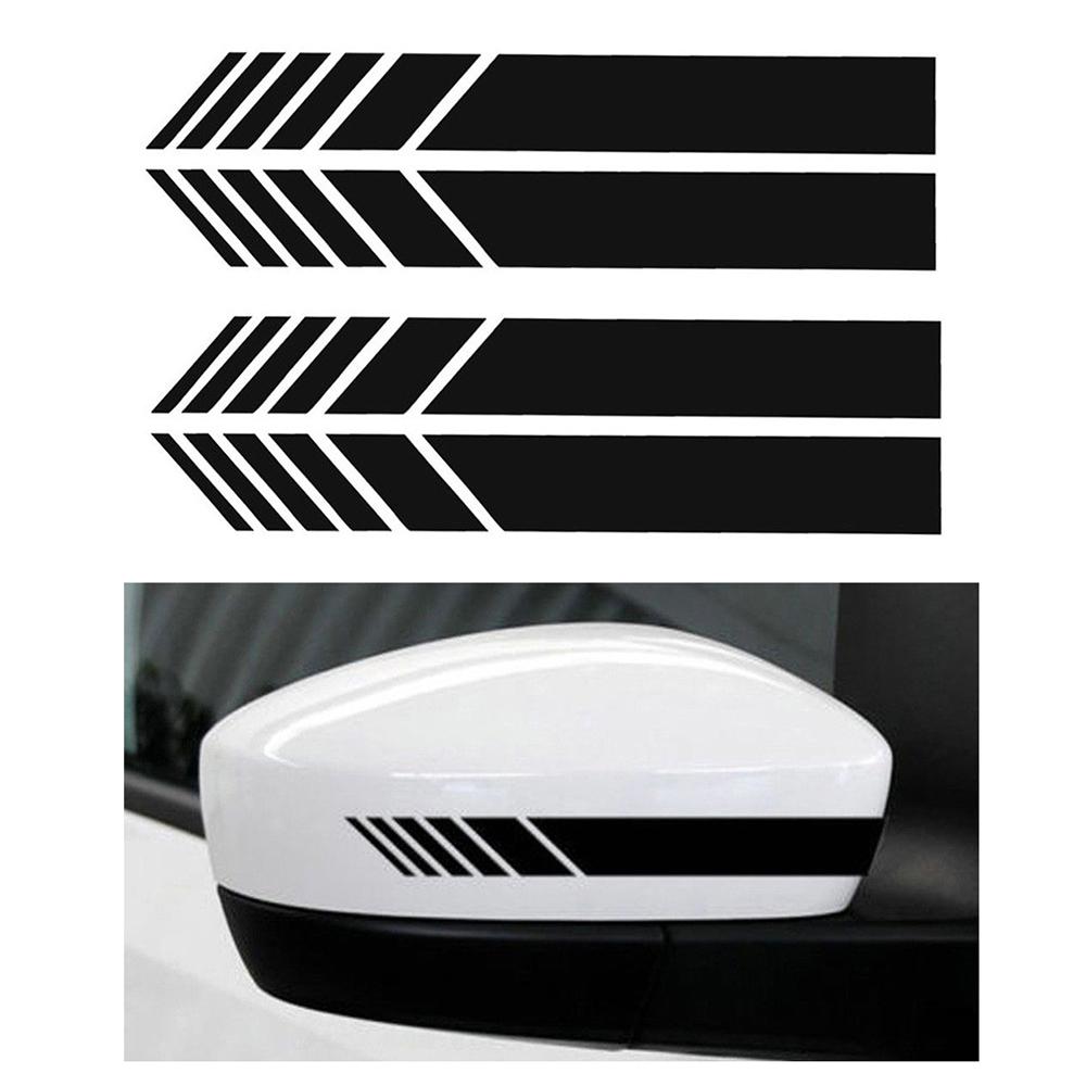 4 PCS Rearview Mirror Decoration Carbon Fiber Style 5D Sticker Stripe Decal Car Accessories