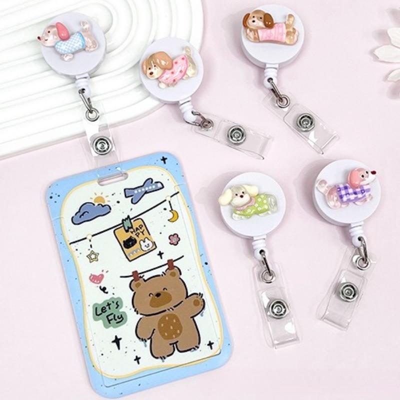 Cute Animal Retractable Badge Holder for Healthcare Workers60cm Extendable ID Card Reel with Secure Clip Puppy Design for Nurses