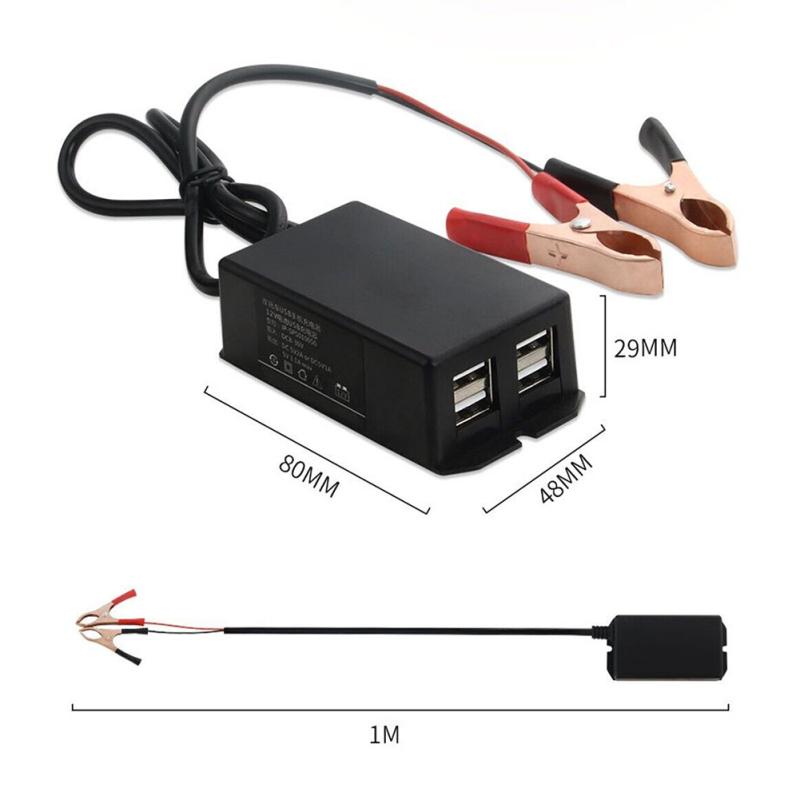 Motorcycle Battery Clip Mobile Phone Charger 4-in-1 Usb Fast Charging Adapter For Speakers Led