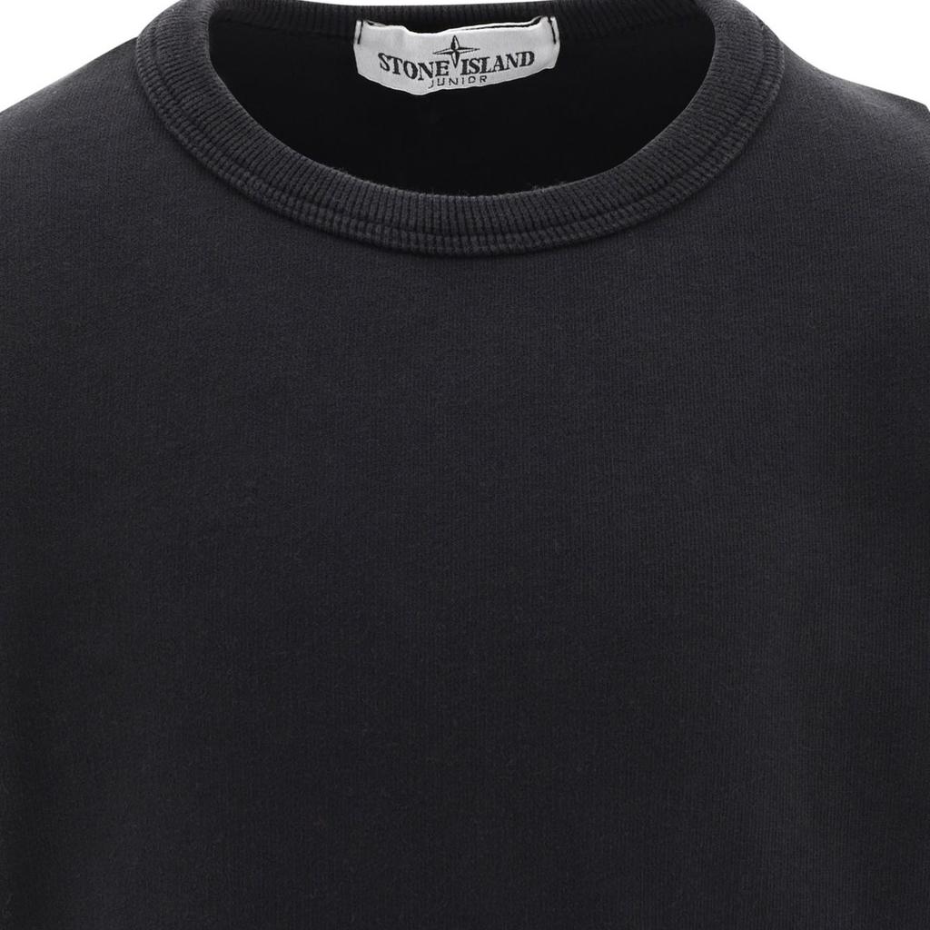 STONE ISLAND Свитшот Приталенный Однотонный С круглым вырезом С длинным рукавом Детские топы Черный 791661320-V0029