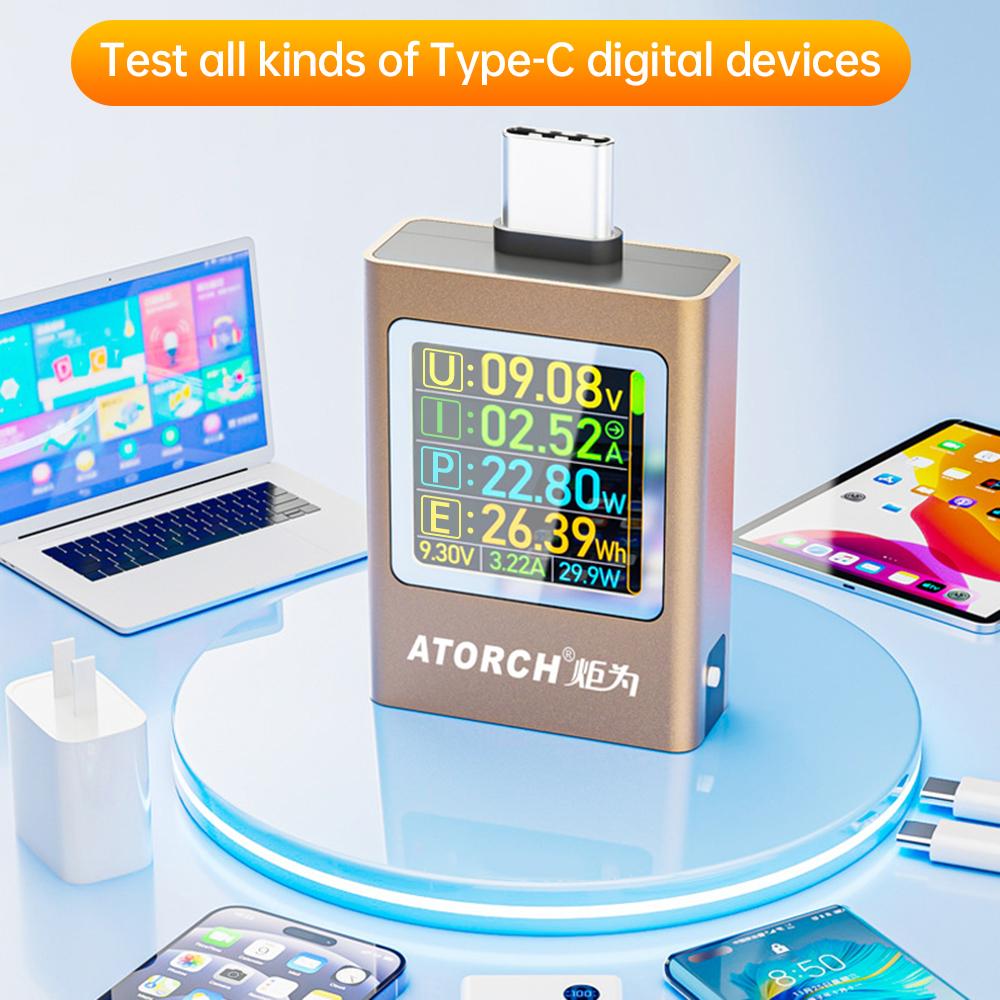 AT085C Multi-function Type-C PD3.1 Charger Tester Digital Voltage and Current Meter Power Meter DC 4.5~50V 12A