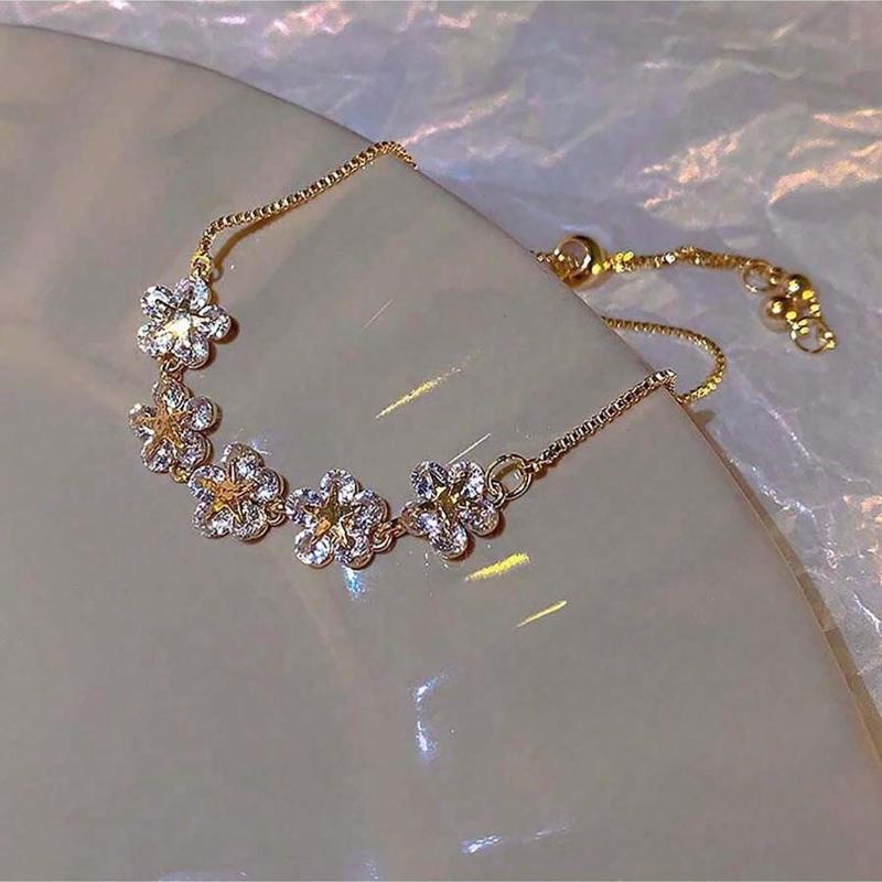 1pc Brick-Inlaid Snowflake Zirconia Fashionable Simple Bracelet - High-End, Versatile Ornament with Elegant