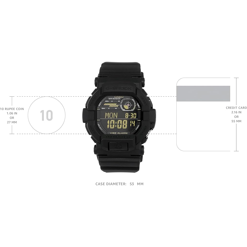 Casio G-Shock GD-350-1B Men's Digital Watch Black Vibrating Alarm Waterproof