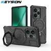 KEYSION Противоударный магнитный чехол для Realme 15 Pro 5G ТПУ+ПК Вертикальная живая металлическая кольцевая подставка Задняя крышка для телефона для OPPO Realme15 5G