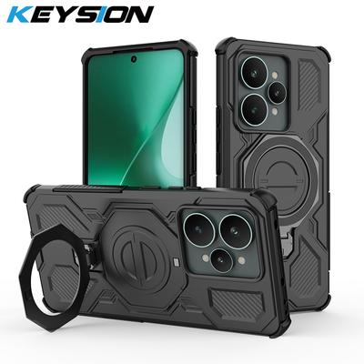 KEYSION Противоударный магнитный чехол для Realme 15 Pro 5G ТПУ+ПК Вертикальная живая металлическая кольцевая подставка Задняя крышка для телефона для OPPO Realme15 5G