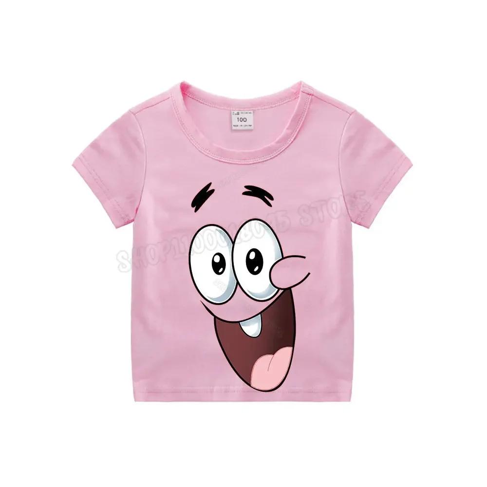 SpongeBob SquarePants Kids Short Sleeve T Shirts Boy Girl Cotton Expression T-shirt Cartoon Clothes Summer Tee Shirt Tops Gifts