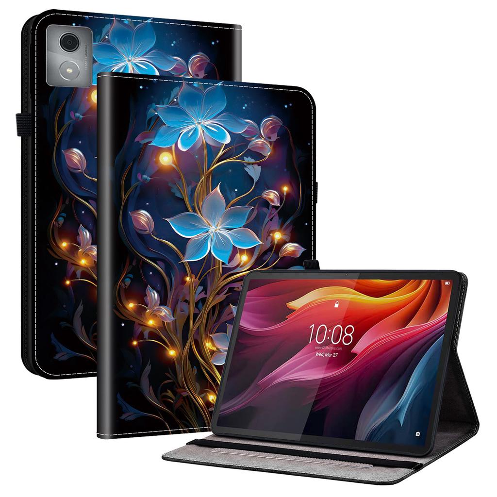 Кожаный чехол для Lenovo Tab K11 Plus/M11 Plus/Xiaoxin Pad Plus (2024) Чехол-подставка с принтом и слотами для карт