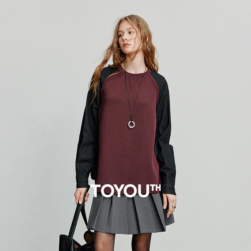 Chuyu Women's Spliced Denim-Look Sweatshirt