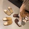 Fleece Retro Woven Boken Half Slippers 2025 Autumn and Winter New Lace Thick Bottom Lazy Lazy Bag Head Mop