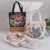 Вышитая холщовая сумка Милый бабочка кролик пион сумка-тоут Маленькая наплечная дорожная сумка Сумка для покупок