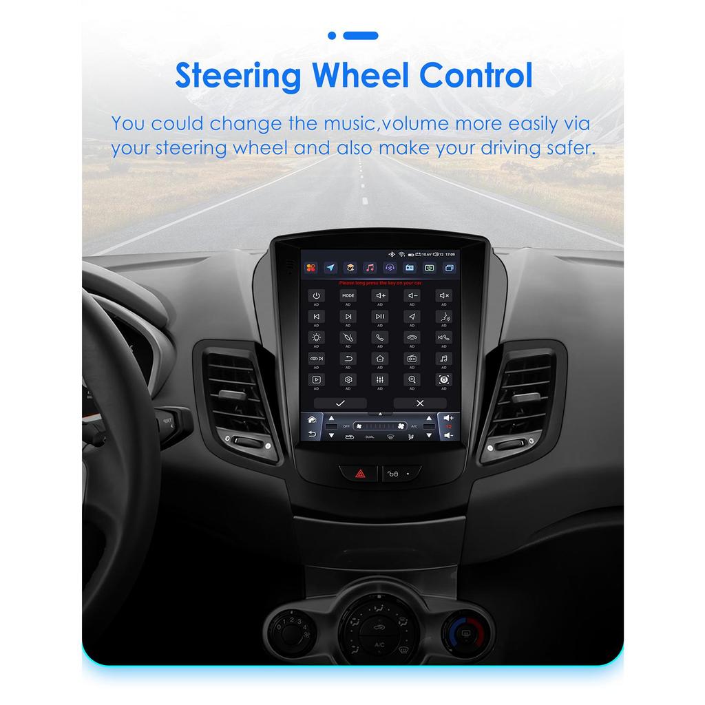 OSSURET 9,7-дюймовый экран QLED 2din Android автомобильный радиоприемник мультимедиа видеоплеер для Ford Fiesta 2009 - 2017 GPS Navi Carplay Auto 4G LTE RDS AI Bluetooth