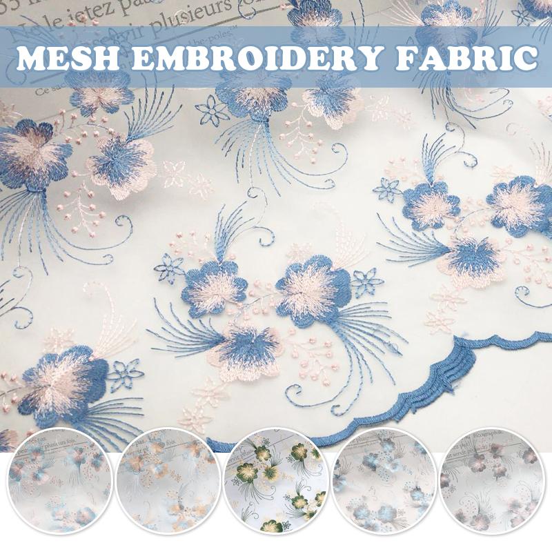 100x130 см шикарная сетчатая вышитая ткань кружево тюль цветочная вышитая ткань для шитья юбок платье ханьфу занавески DIY аксессуары