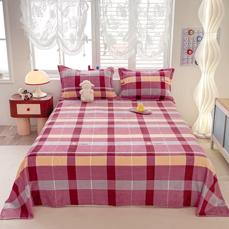 Cartoon Style Bedsheet Velvet Bed Linen Skin-friendly Flat Sheet Warm Bed Sheet for Winter Home Sheets sabanas (No Pillowcase)