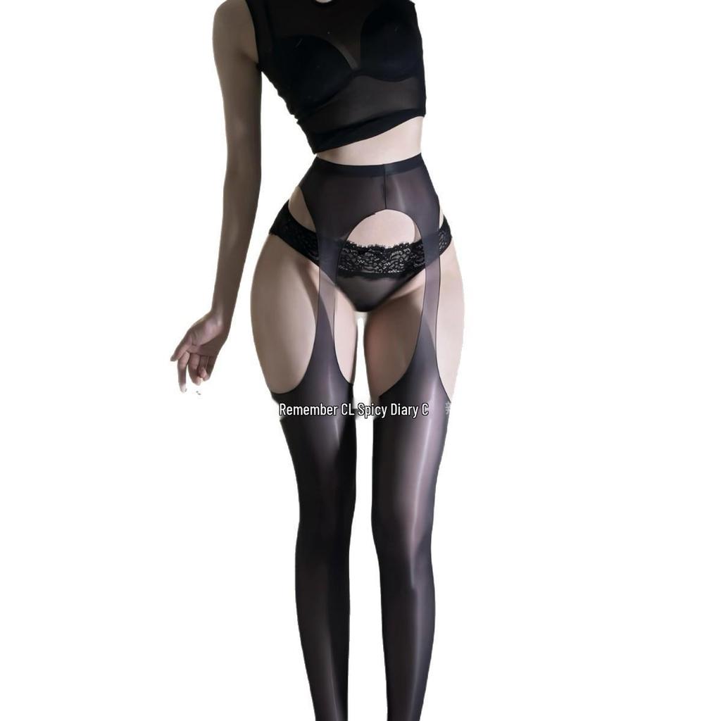 Дневник Черные Подвязочные Колготки: Не рвущиеся маслянистые чулки с четырехсторонним полым дизайном