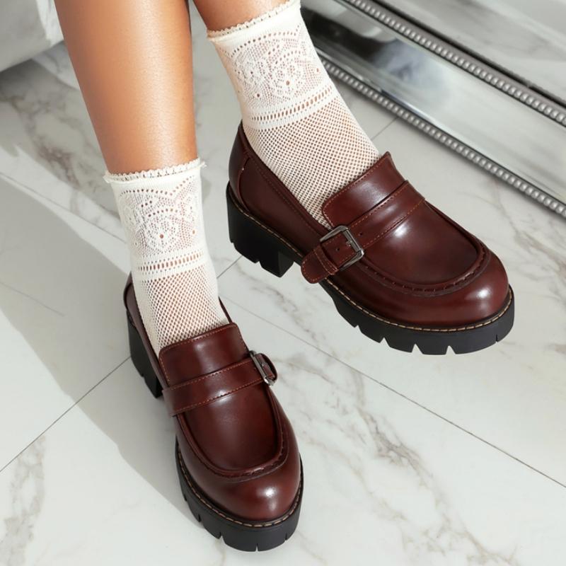 Fashion Low Heels Pumps Loafer Shoes Woman Gray Black Women's Heeled Casual Buckle Party Office Shoes Ladies Large Size Footwear