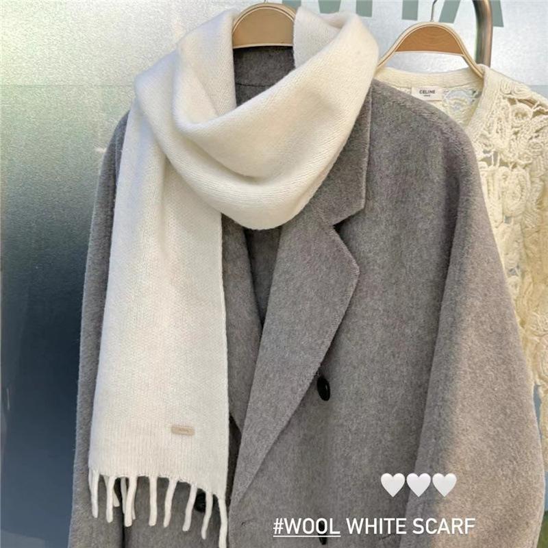 New Winter High end October Siege All Match Solid Color Wool Scarf for Women Thickened Warm Long Scarf