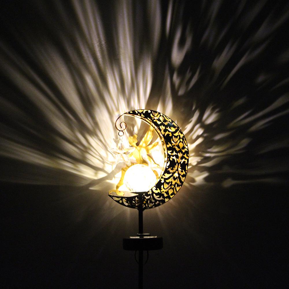 Солнечный колышек-светильник «Луна»: Декоративный железный фонарь для улицы, сада, двора и кемпинга