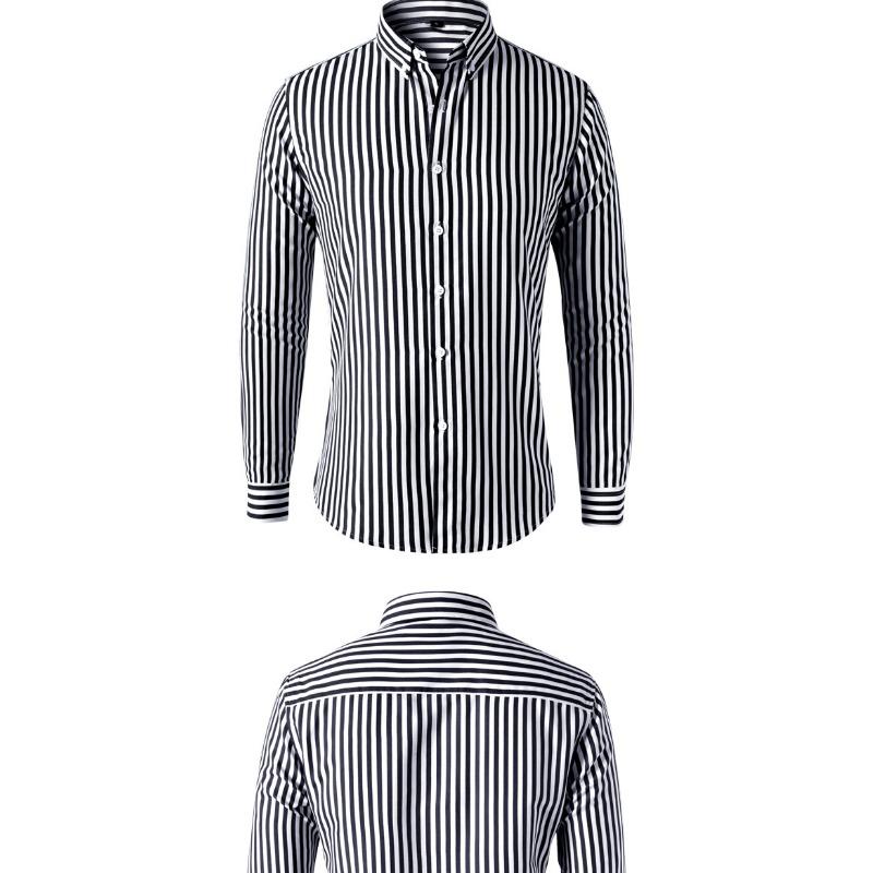 Мужская рубашка в полоску с длинным рукавом, отложным воротником, в стиле business casual, приталенного кроя