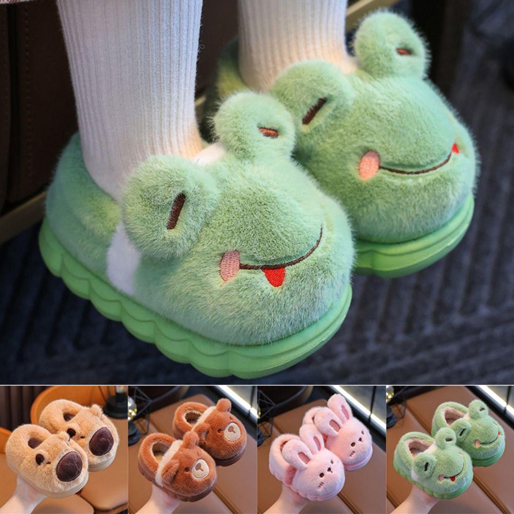 Non Slip Children's Cotton Slippers Thickened Kids Winter Warm Booties Kids Plush Shoes  Girls Boys
