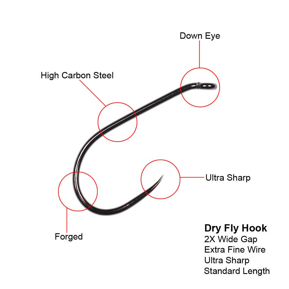 Черные никелевые крючки для завязывания мушек Bimoo, 30 шт./упак., крючки для завязывания мушек Nymph Stonefly Emerger Streamer Caddis, сухие крючки для мушки, крючки для ловли форели