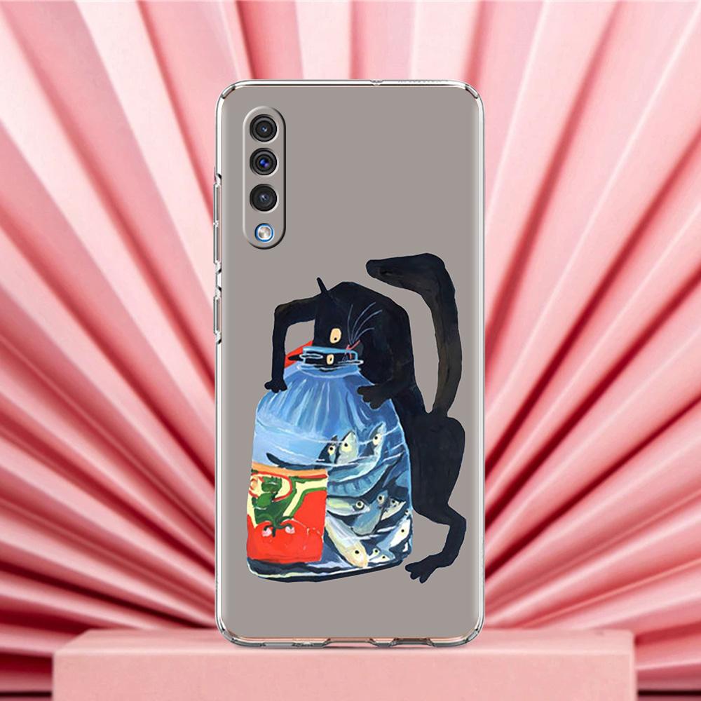 Чехол для телефона Samsung A56 A36 A26 A24 A16 A14 A12 A32 A50 A70 A22 A40 A34 A54 A42 A52 5G A04s A06 Крышка Милый Кот Играет Весело