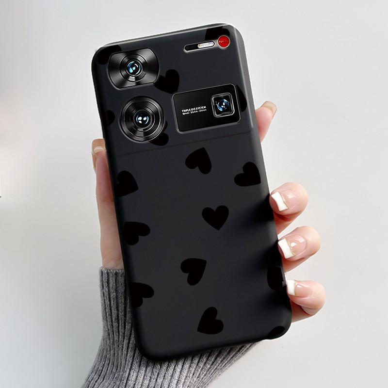 Чехол для ZTE Nubia Z60 Z70 Z70S Z50 Ultra Милое Сердечко Кролик Матовый Черный Мягкий Силиконовый Чехол для Nubia Z60Ultra Fundas Оболочка