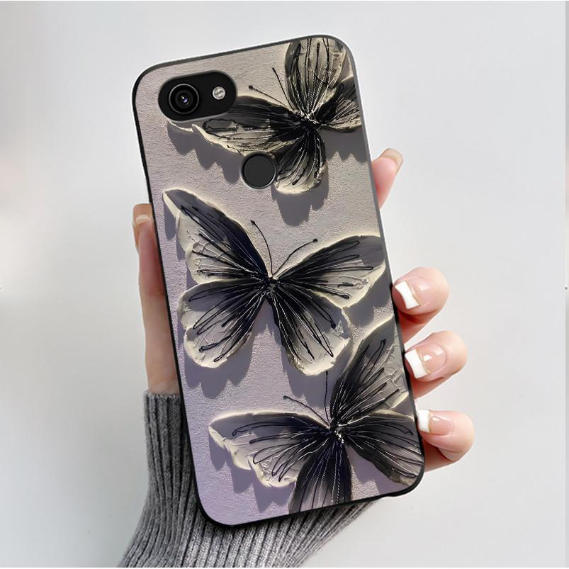 For Google Pixel 3a XL Case Black Bumper Soft TPU Silicone Cover for Pixel 3A XL Phone Cases Pixel3A 3 A 3AXL Butterfly Capa