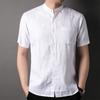 Летняя мужская рубашка с коротким рукавом, дышащая, однотонная, топы с вырезом хенли, легкая, стильная, приталенного кроя, простые мужские повседневные рубашки