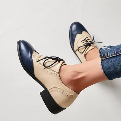 Британский стиль ретро женские оксфорды на низком каблуке