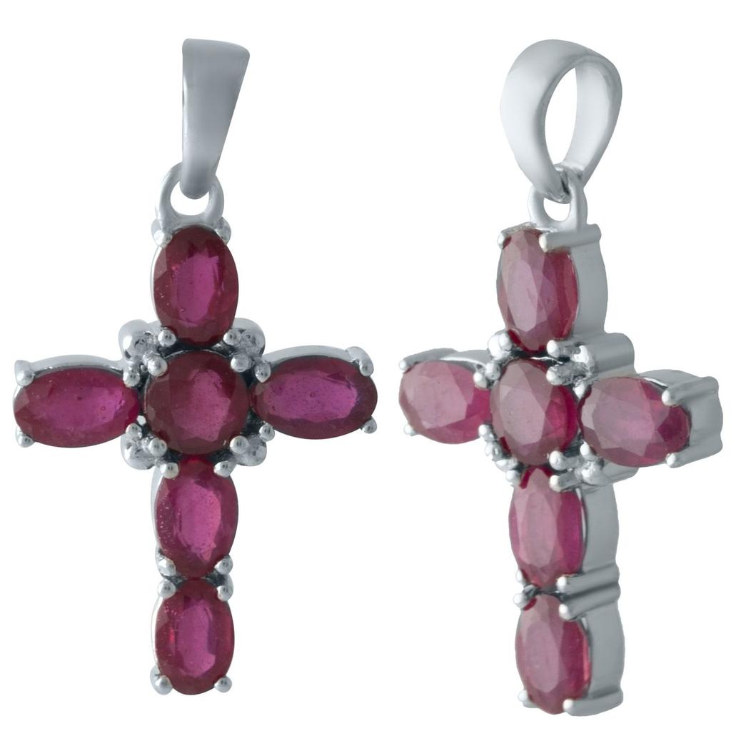 Silver Cross with Ruby 3.78ct (2013099)